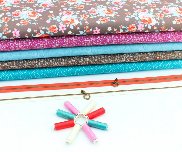 Baumwolle Emilie  Rosen dunkles taupe  (10 cm)